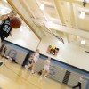 Senior Rae Ehly reaches for the ball that is about to go out of bounds.
