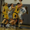 Lancers fighting for the ball in their game against Olathe-South Photo by Hayden Roste