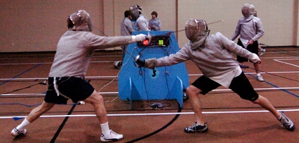 Senior Weston Halberstadt fences competitively