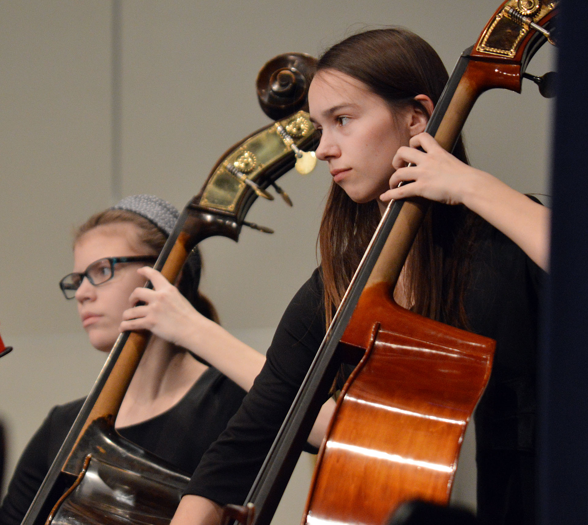 Junior Emma Vossler plays the bass with the orchestra. Photo by Ally ...