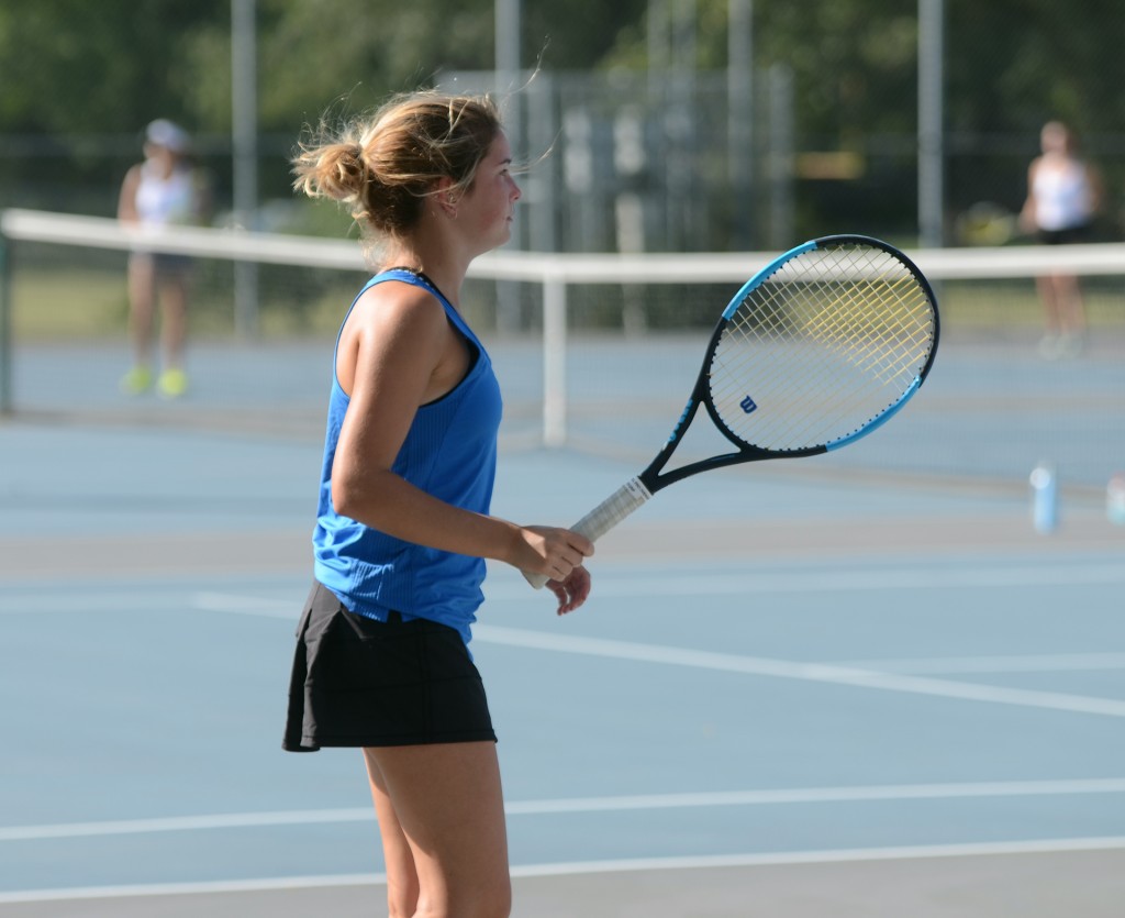 Junior Emme Tucker waits to receive the ball. Photo by Taylor Keal.
