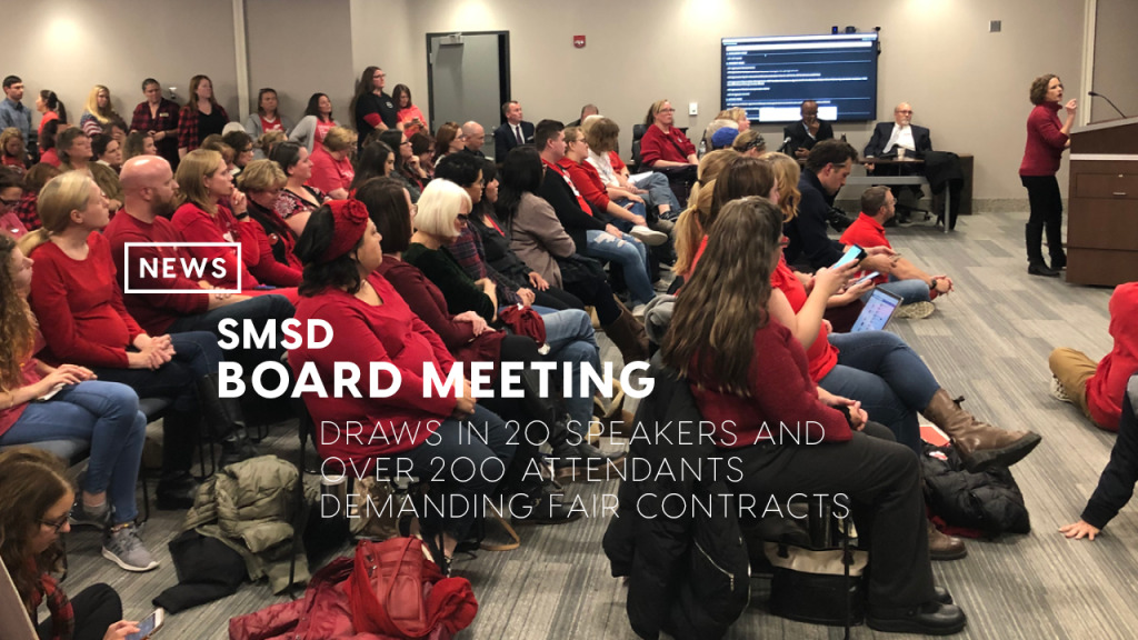 Hundreds attend as 20 speakers give remarks at SMSD Board meeting with messages of support for teachers, demand for fairer treatment