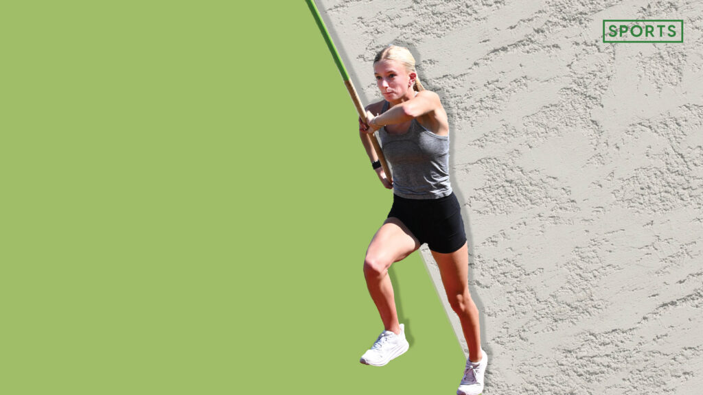 Raising The Bar: Junior Cate Conrad recently set a new pole vault personal record of 11’3”