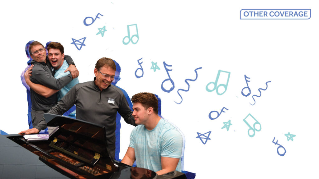 Finding Their Beat:  Senior Brock Rider is inspired to pursue music and sports from his close relationship with choir teacher Ken Foley.